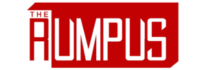 "THE" in smaller letters is on top of the "R" in "RUMPUS" in much larger letters. "The" and "R" are red on a white background; the colors are transposed for the rest of the letters.